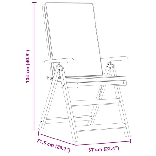  Dőlésszögben állítható Kerti Székek Párnákkal 4 db Tömör Tíkfából