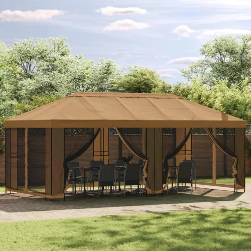  Pavilon Váz 6 x 3 m Fekete Acél