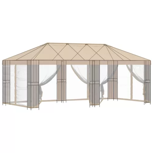  Pavilon Váz 6 x 3 m Fekete Acél