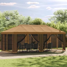  Oldalfalas pavilon 6 x 3 m Bézs Poliészter és acél 190