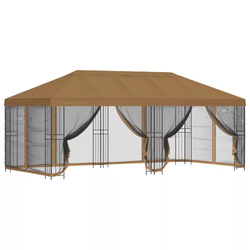  Oldalfalas pavilon 6 x 3 m Bézs Poliészter és acél 190