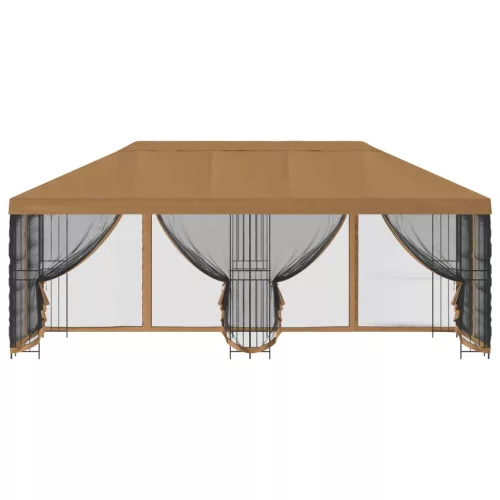  Oldalfalas pavilon 6 x 3 m Bézs Poliészter és acél 190