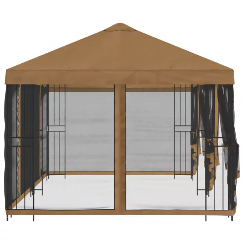  Oldalfalas pavilon 6 x 3 m Bézs Poliészter és acél 190