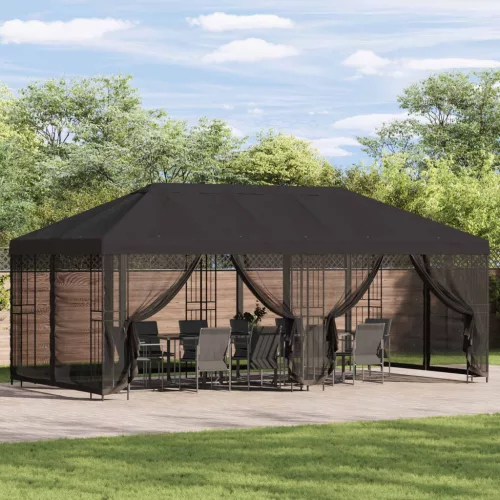  Oldalfalas pavilon 6 x 3 m Antracitszürke Poliészter és acél