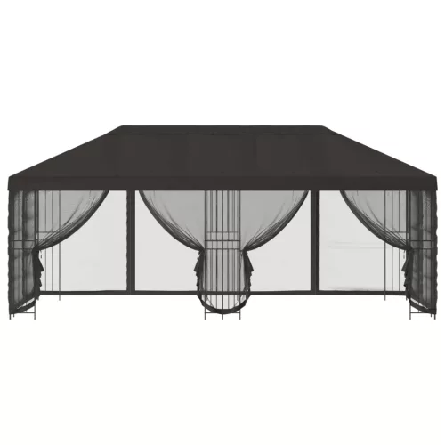  Oldalfalas pavilon 6 x 3 m Antracitszürke Poliészter és acél