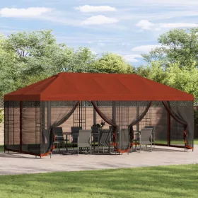    Oldalfalas pavilon 6 x 3 m Terrakotta Poliészter és acél 190