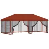  Oldalfalas pavilon 6 x 3 m Terrakotta Poliészter és acél 190