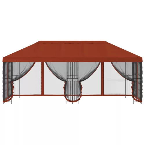  Oldalfalas pavilon 6 x 3 m Terrakotta Poliészter és acél 190