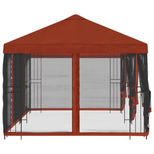  Oldalfalas pavilon 6 x 3 m Terrakotta Poliészter és acél 190