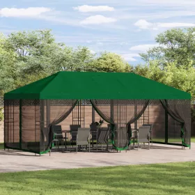  Oldalfalas pavilon 6 x 3 m Zöld Poliészter és acél 190