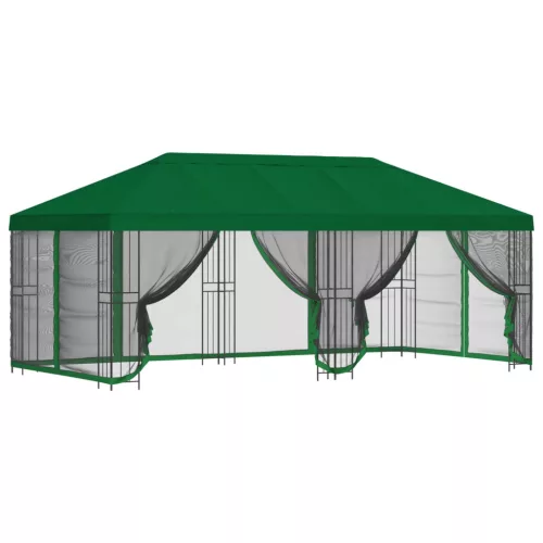  Oldalfalas pavilon 6 x 3 m Zöld Poliészter és acél 190