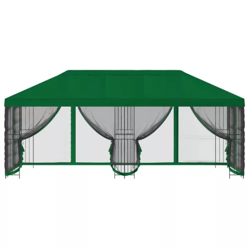  Oldalfalas pavilon 6 x 3 m Zöld Poliészter és acél 190