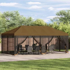    Oldalfalas pavilon 6 x 3 m Tópszínű Poliészter és acél 190