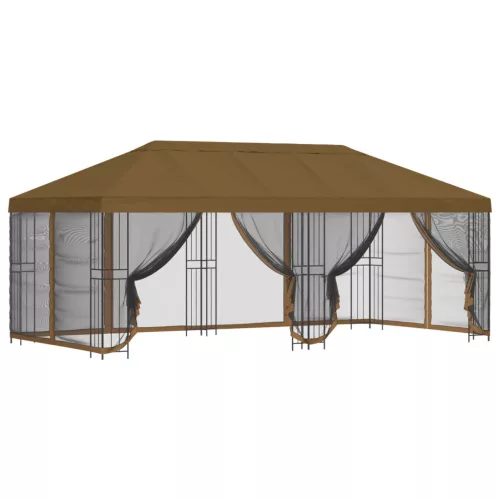  Oldalfalas pavilon 6 x 3 m Tópszínű Poliészter és acél 190