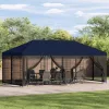 Oldalfalas pavilon 6 x 3 m Kék Poliészter és acél 190