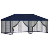 Oldalfalas pavilon 6 x 3 m Kék Poliészter és acél 190