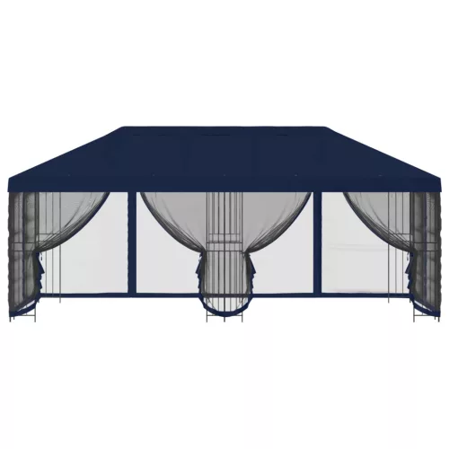  Oldalfalas pavilon 6 x 3 m Kék Poliészter és acél 190