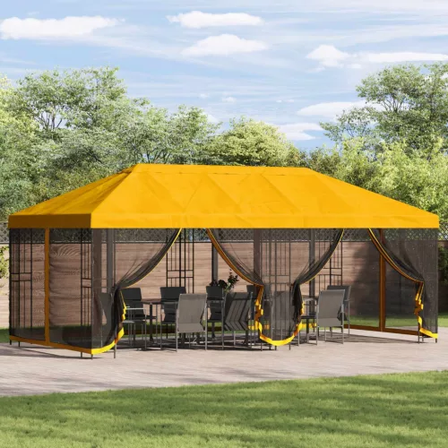  Oldalfalas pavilon 6 x 3 m Sárga Poliészter és acél 190
