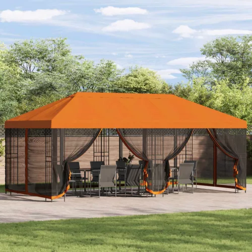  Oldalfalas pavilon 6 x 3 m Narancssárga Poliészter és acél 190