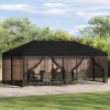  Oldalfalas pavilon 6 x 3 m Fekete Poliészter és acél 190
