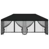  Oldalfalas pavilon 6 x 3 m Fekete Poliészter és acél 190