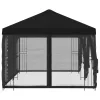  Oldalfalas pavilon 6 x 3 m Fekete Poliészter és acél 190