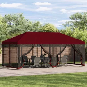    Oldalfalas pavilon 6 x 3 m Burgundi Poliészter és acél 190