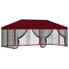  Oldalfalas pavilon 6 x 3 m Burgundi Poliészter és acél 190