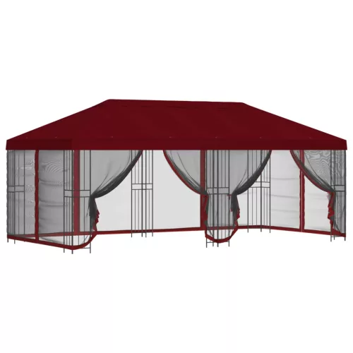  Oldalfalas pavilon 6 x 3 m Burgundi Poliészter és acél 190