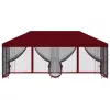  Oldalfalas pavilon 6 x 3 m Burgundi Poliészter és acél 190