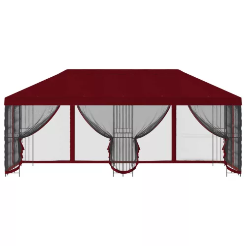  Oldalfalas pavilon 6 x 3 m Burgundi Poliészter és acél 190