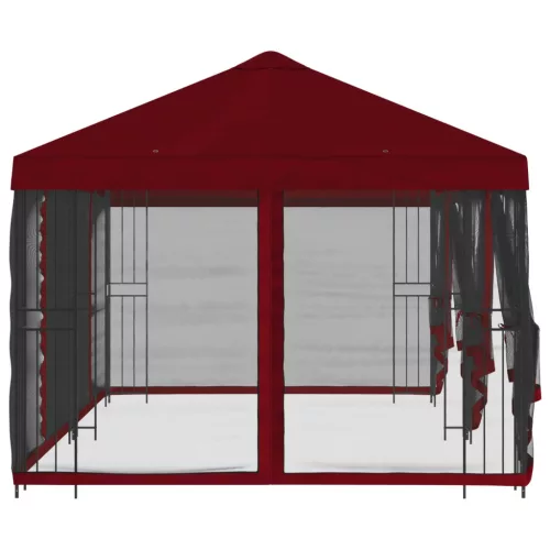  Oldalfalas pavilon 6 x 3 m Burgundi Poliészter és acél 190