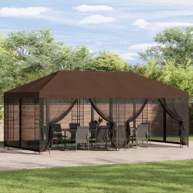  Oldalfalas pavilon 6 x 3 m Barna Poliészter és acél 190