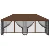  Oldalfalas pavilon 6 x 3 m Barna Poliészter és acél 190