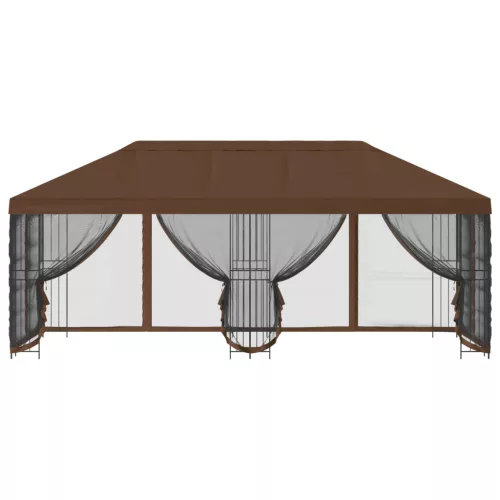  Oldalfalas pavilon 6 x 3 m Barna Poliészter és acél 190