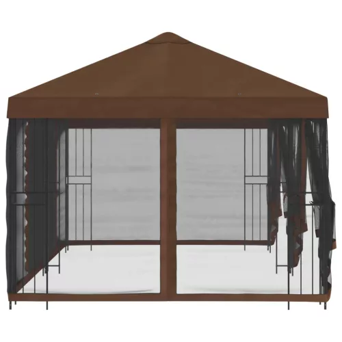  Oldalfalas pavilon 6 x 3 m Barna Poliészter és acél 190