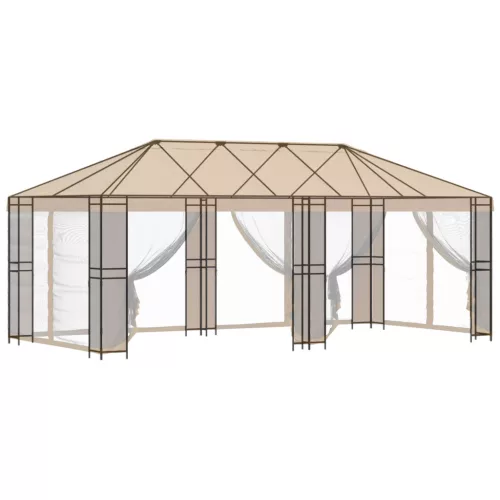 Pavilon Váz 6 x 3 m Fekete Acél