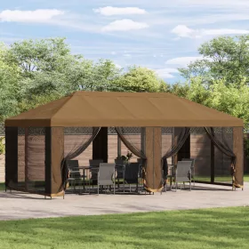  Kerti pavilon 6 x 3 m Bézs Poliészter és acél 190