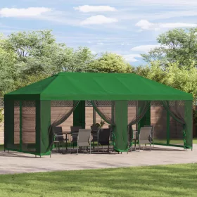  Kerti pavilon 6 x 3 m Zöld Poliészter és acél 190