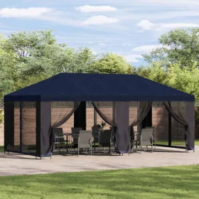  Kerti pavilon 6 x 3 m Kék Poliészter és acél 190