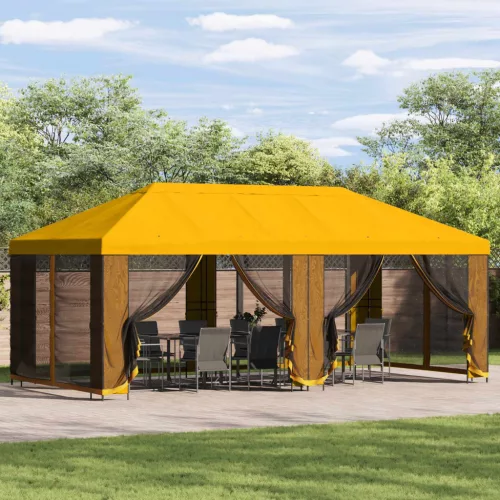  Kerti pavilon 6 x 3 m Sárga Poliészter és acél 190
