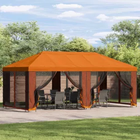    Kerti pavilon 6 x 3 m Narancssárga Poliészter és acél 190