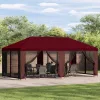  Kerti pavilon 6 x 3 m Burgundi Poliészter és acél 190