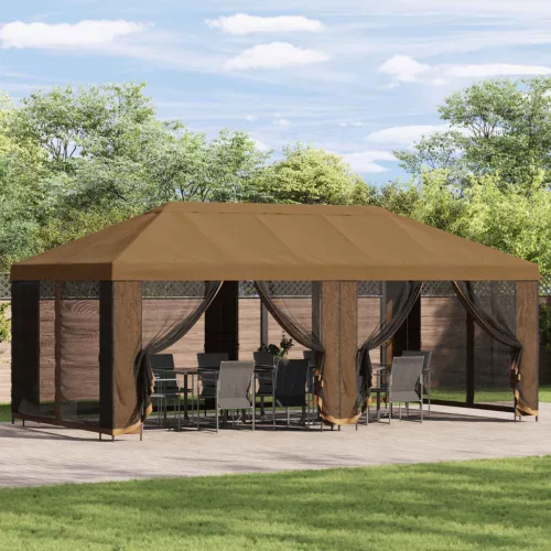  Oldalfalas pavilon 6 x 3 m Bézs Poliészter és acél 190