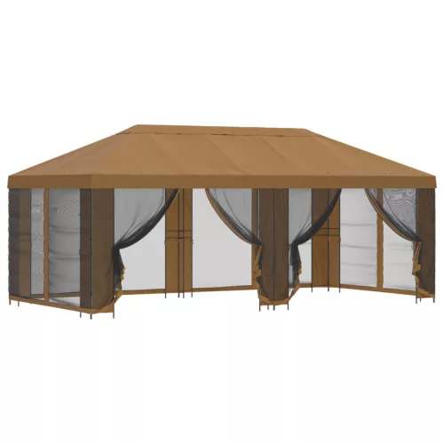  Oldalfalas pavilon 6 x 3 m Bézs Poliészter és acél 190