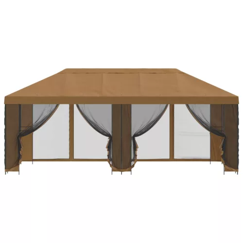  Oldalfalas pavilon 6 x 3 m Bézs Poliészter és acél 190