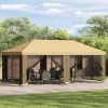  Oldalfalas pavilon 6 x 3 m Krémszínű Poliészter és acél 190