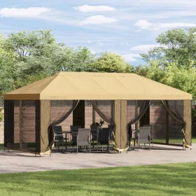    Oldalfalas pavilon 6 x 3 m Krémszínű Poliészter és acél 190