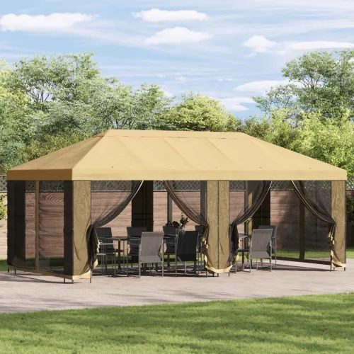  Oldalfalas pavilon 6 x 3 m Krémszínű Poliészter és acél 190