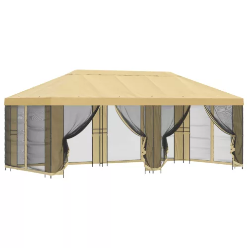  Oldalfalas pavilon 6 x 3 m Krémszínű Poliészter és acél 190